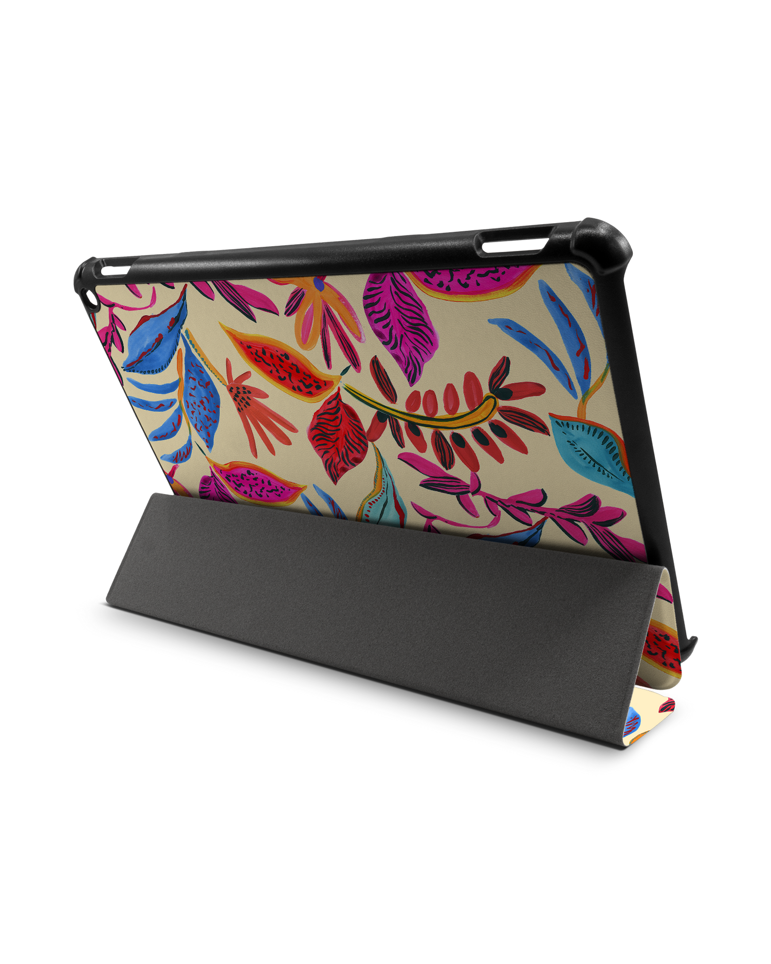 Painterly Spring Leaves Tablet Smart Case für Amazon Fire HD 10 (2021): Aufgestellt im Querformat