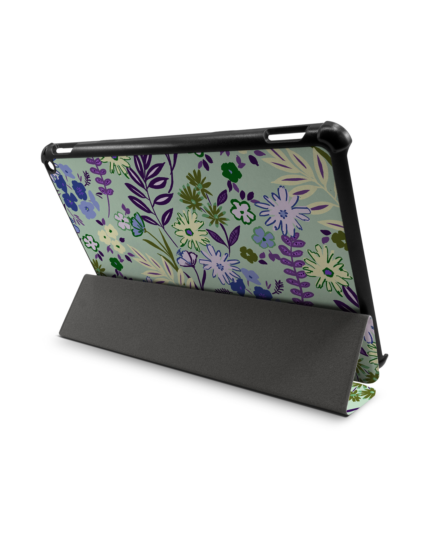 Pretty Purple Flowers Tablet Smart Case für Amazon Fire HD 10 (2021): Aufgestellt im Querformat