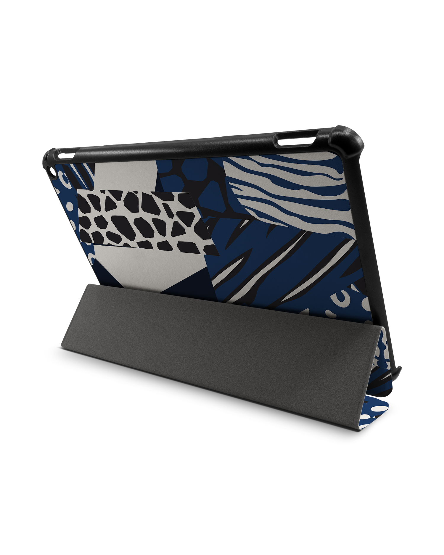 Animal Print Patchwork Tablet Smart Case für Amazon Fire HD 10 (2021): Aufgestellt im Querformat