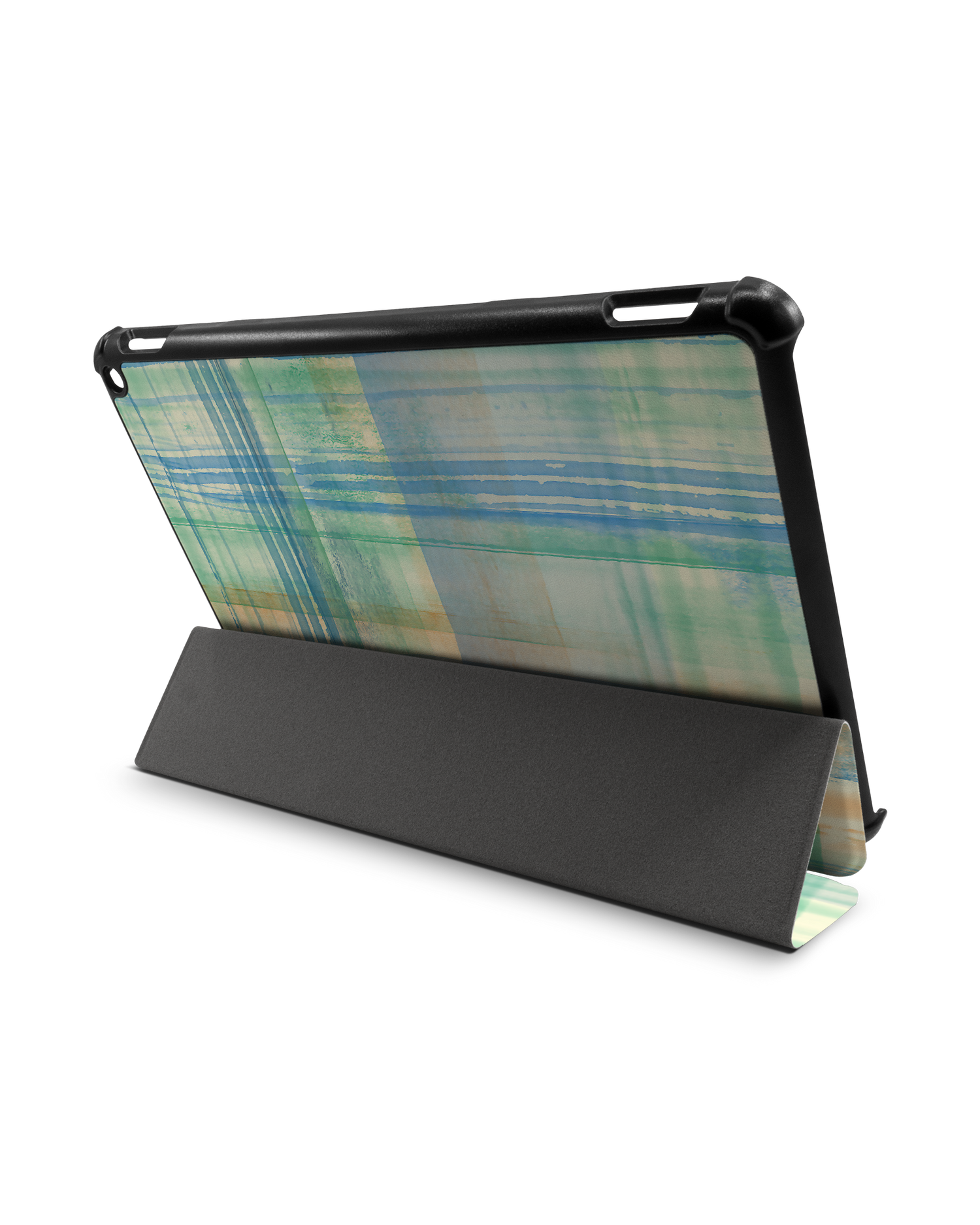 Washed Out Plaid Tablet Smart Case für Amazon Fire HD 10 (2021): Aufgestellt im Querformat