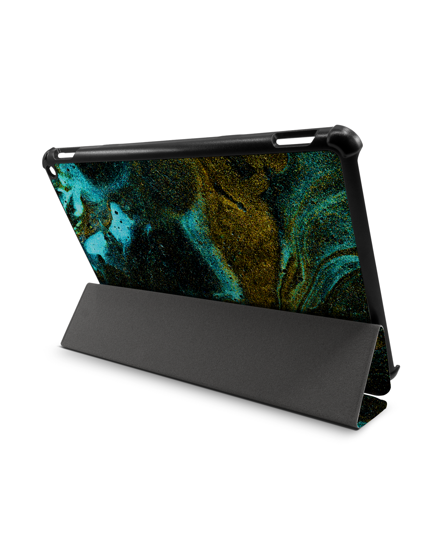 Mint Gold Marble Sparkle Tablet Smart Case für Amazon Fire HD 10 (2021): Aufgestellt im Querformat