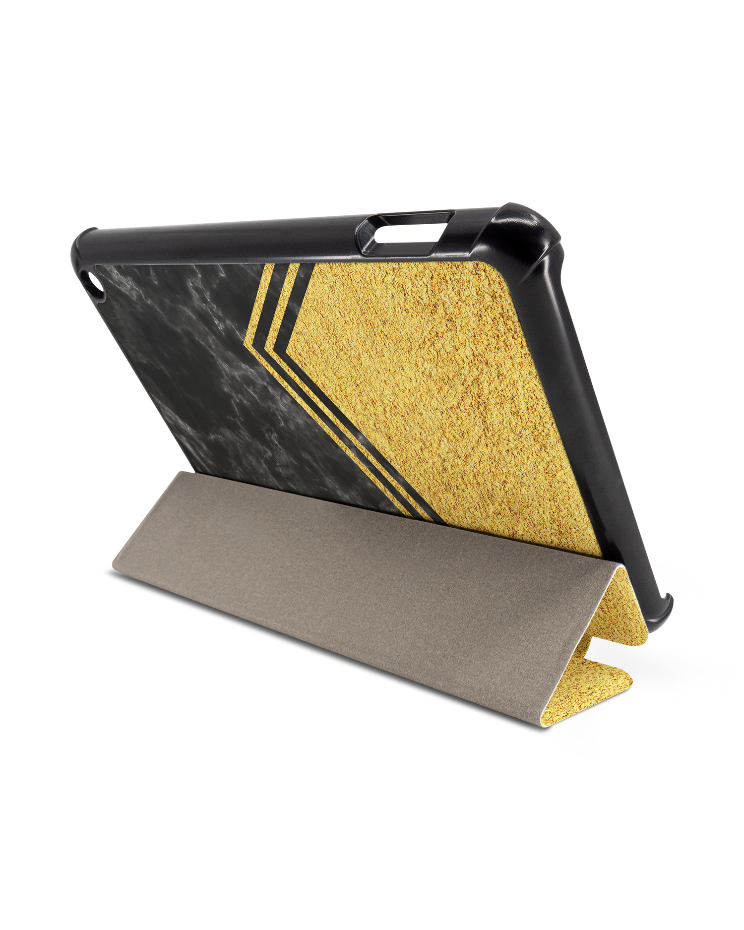 Gold Marble Tablet Smart Case für Amazon Fire 7 (2022): Aufgestellt im Querformat