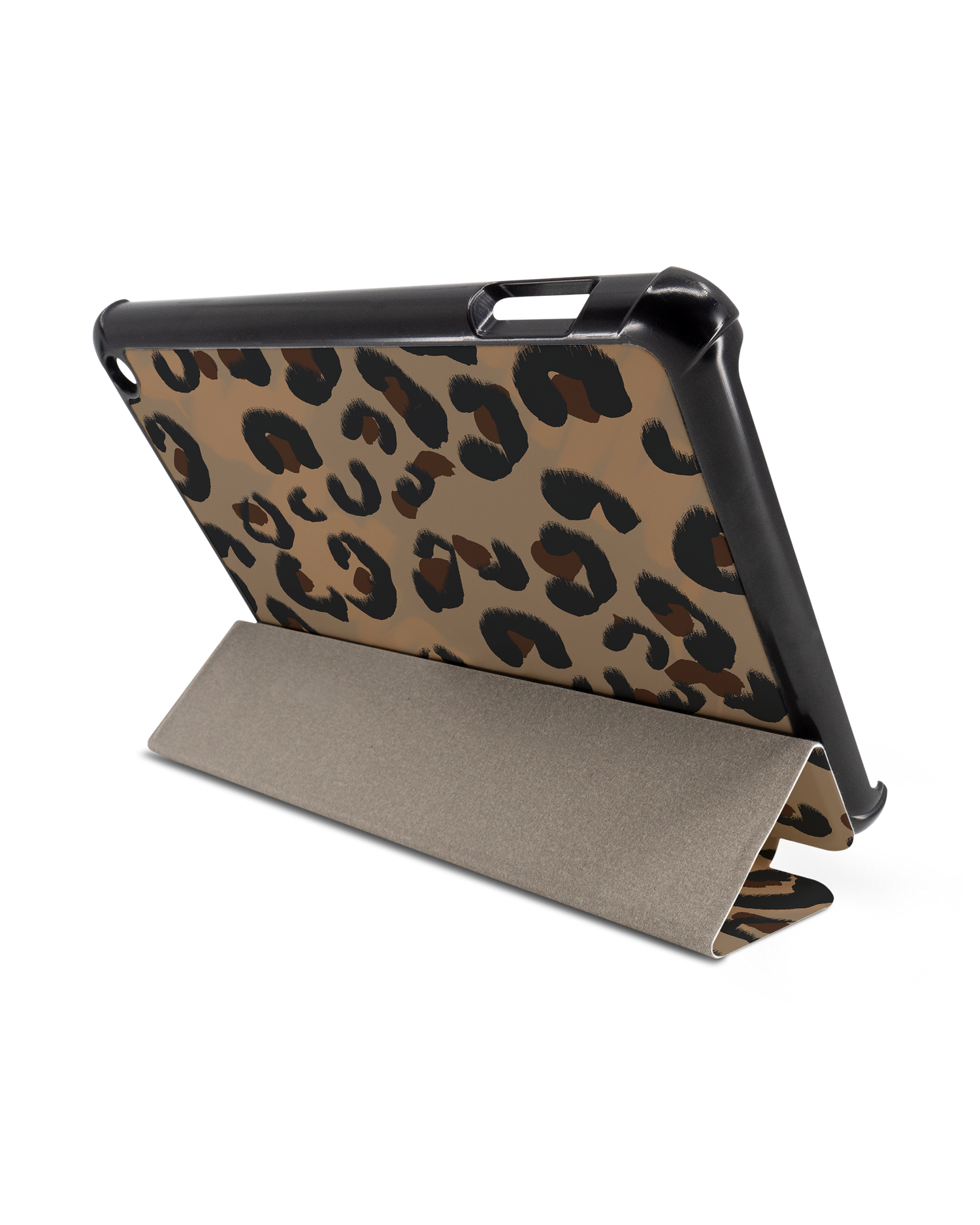 Leopard Repeat Tablet Smart Case für Amazon Fire 7 (2022): Aufgestellt im Querformat