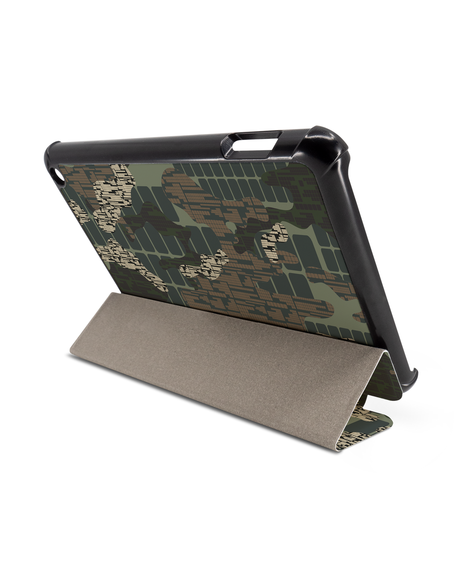 Green Camo Mix Tablet Smart Case für Amazon Fire 7 (2022): Aufgestellt im Querformat