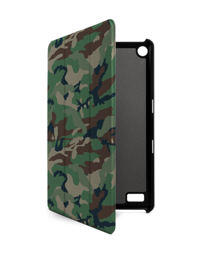 Green and Brown Camo Tablet Smart Case für Amazon Fire 7: Frontansicht