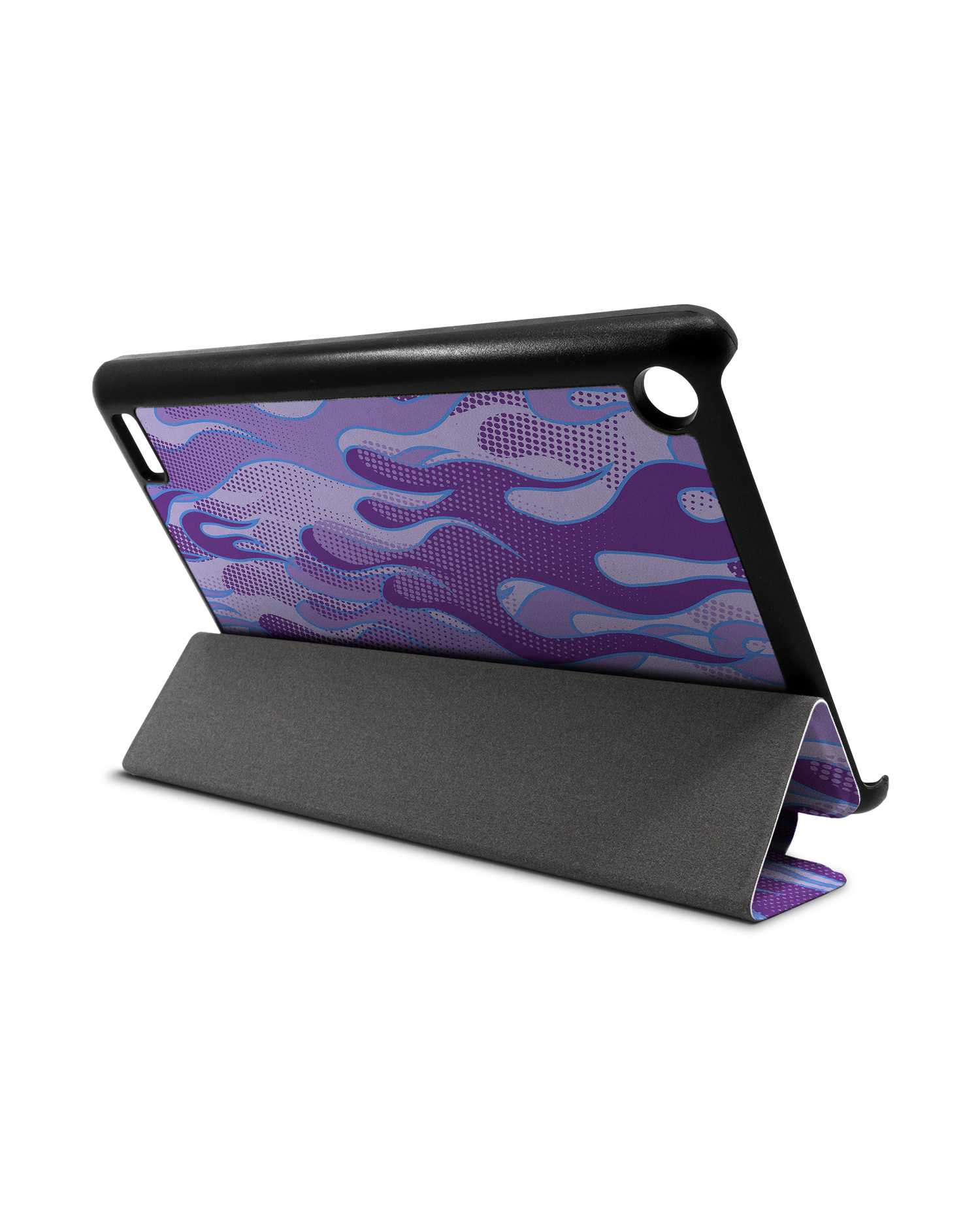 Purple Flames Tablet Smart Case für Amazon Fire 7: Aufgestellt im Querformat