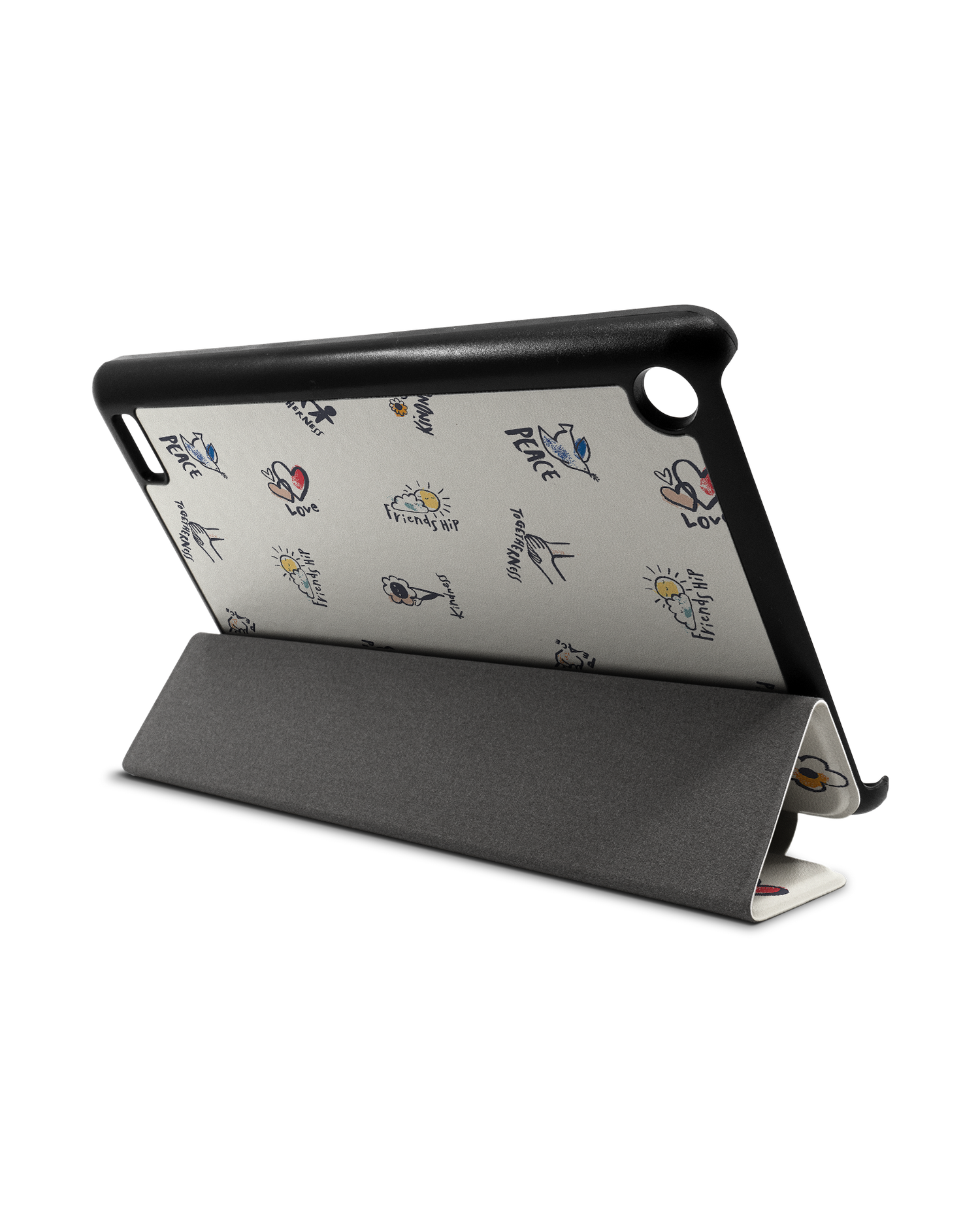 Peace And Love Tablet Smart Case für Amazon Fire 7: Aufgestellt im Querformat