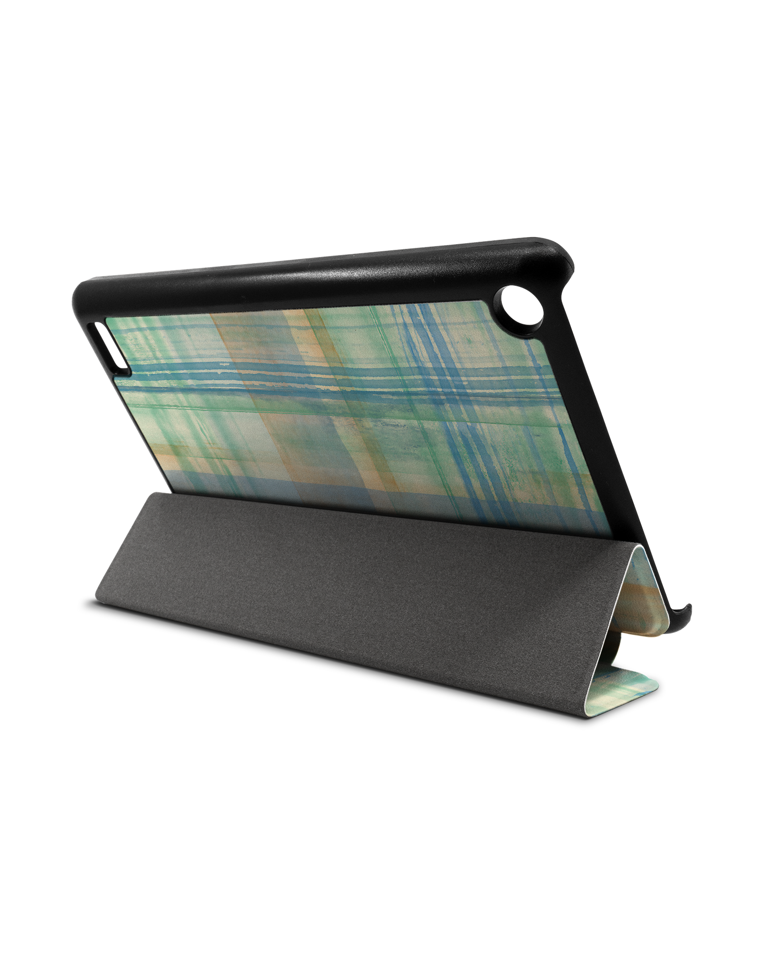 Washed Out Plaid Tablet Smart Case für Amazon Fire 7: Aufgestellt im Querformat