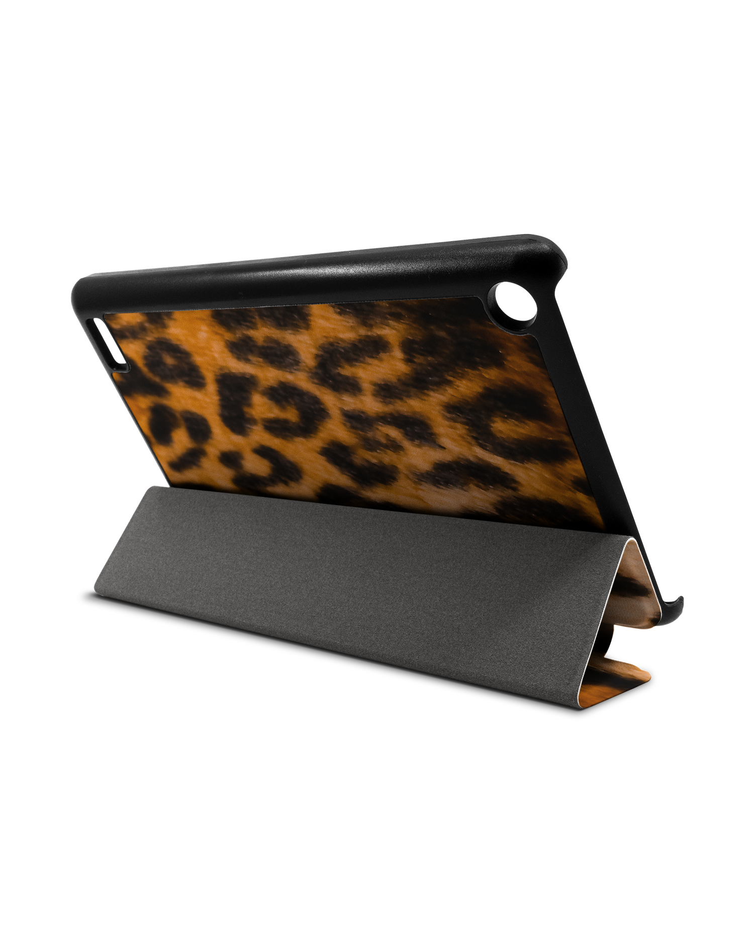Leopard Pattern Tablet Smart Case für Amazon Fire 7: Aufgestellt im Querformat