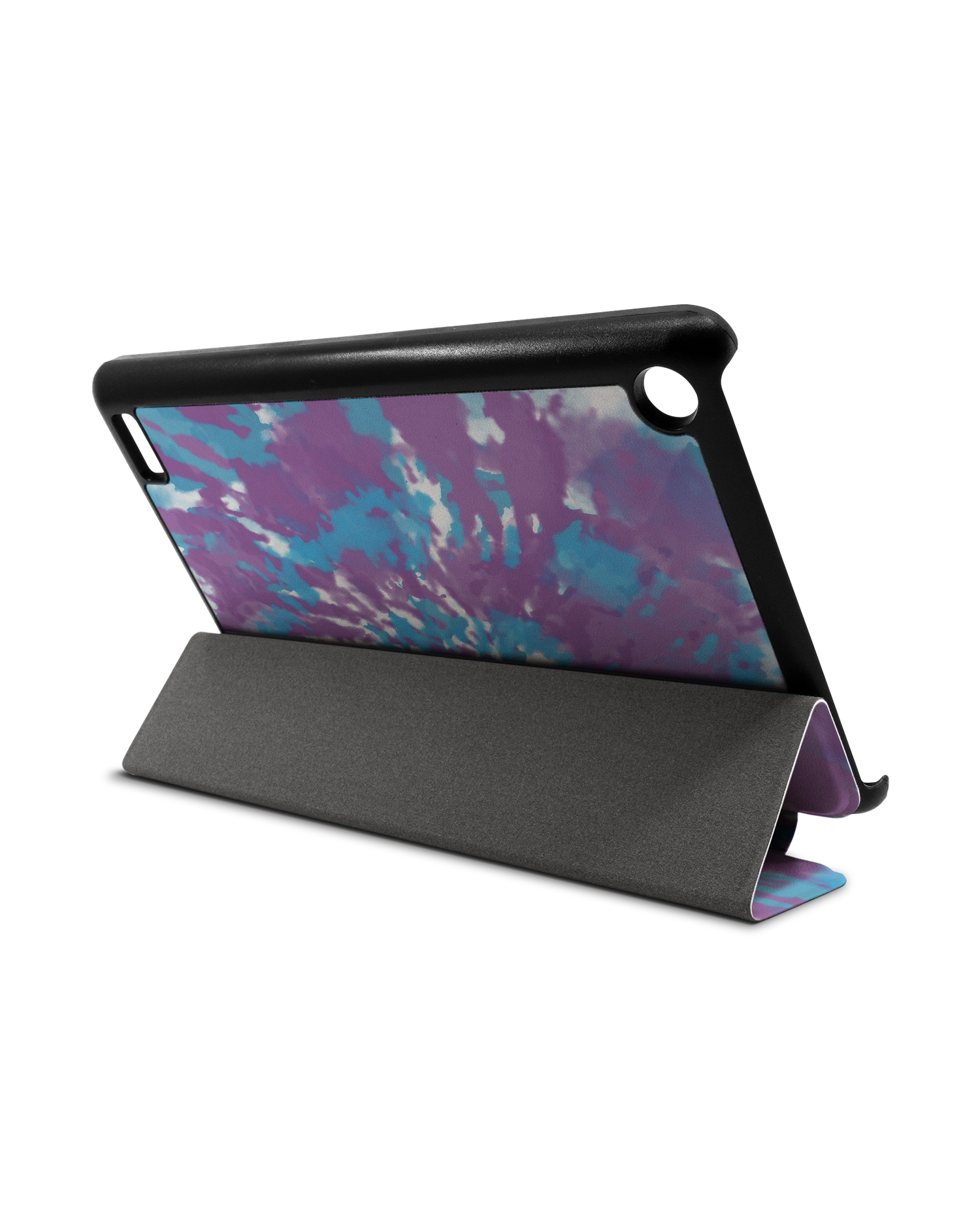 Classic Tie Dye Tablet Smart Case für Amazon Fire 7: Aufgestellt im Querformat