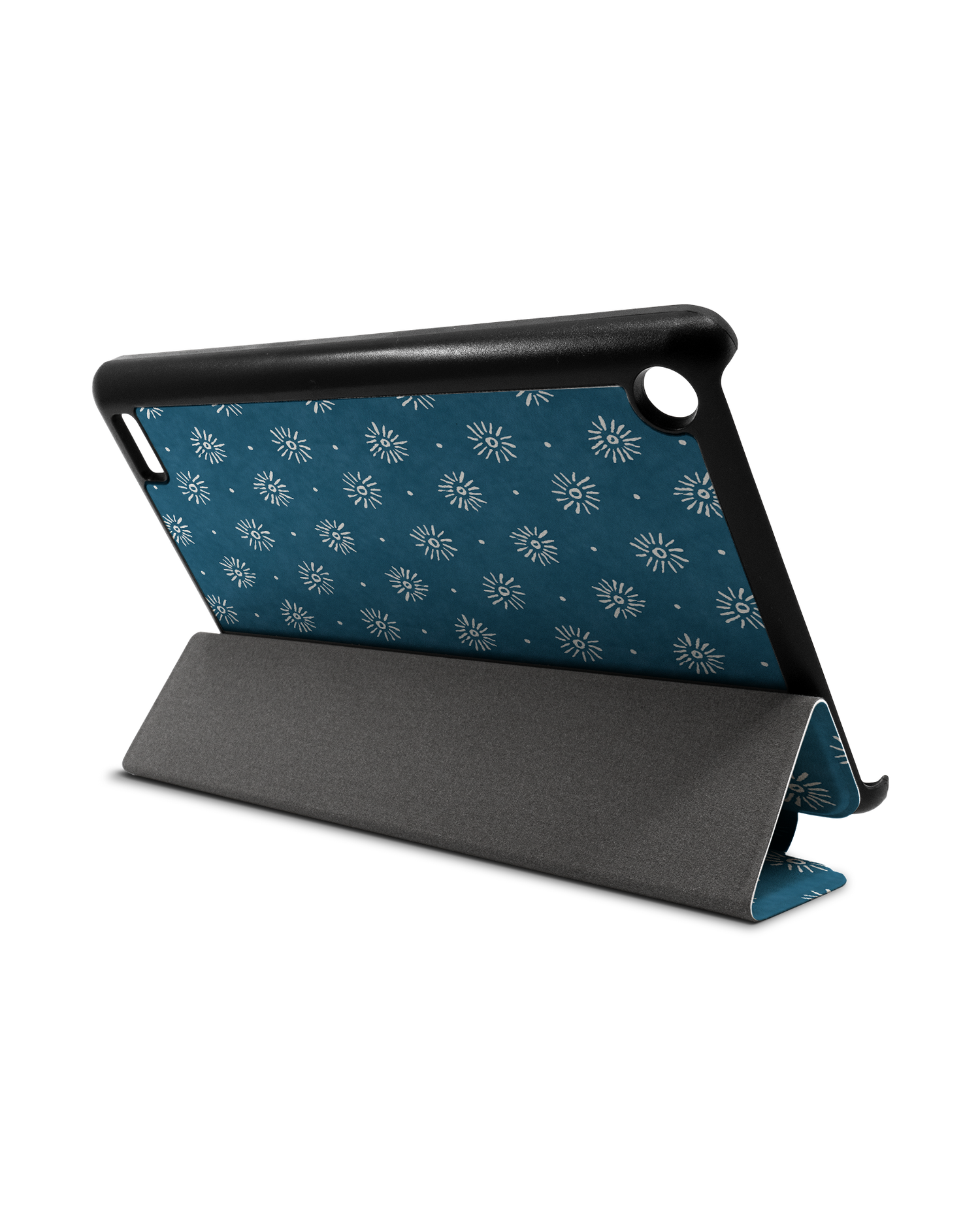 Indigo Sun Pattern Tablet Smart Case für Amazon Fire 7: Aufgestellt im Querformat