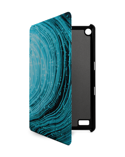 Turquoise Ripples Tablet Smart Case für Amazon Fire 7: Frontansicht