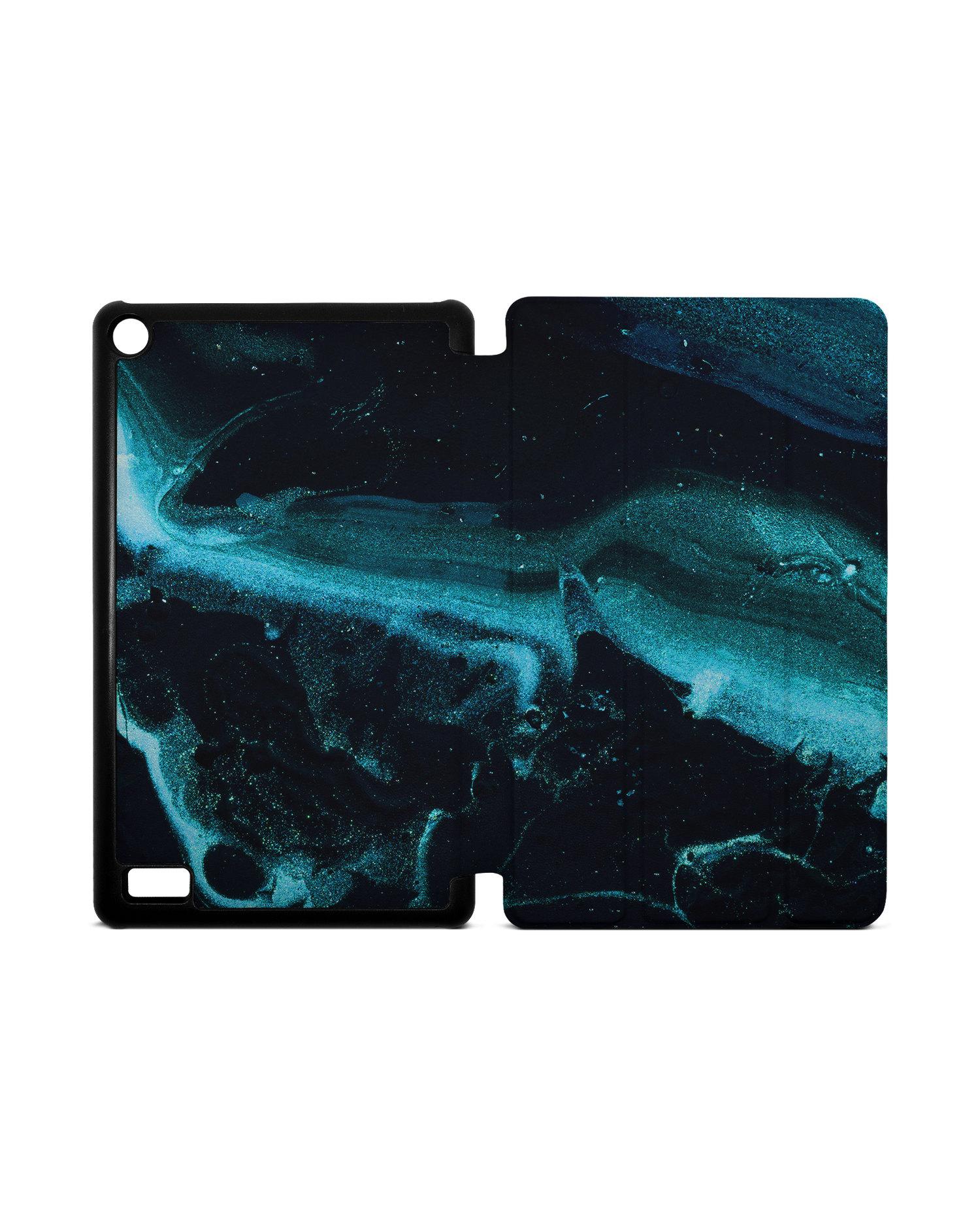 Deep Turquoise Sparkle Tablet Smart Case für Amazon Fire 7: Aufgeklappt