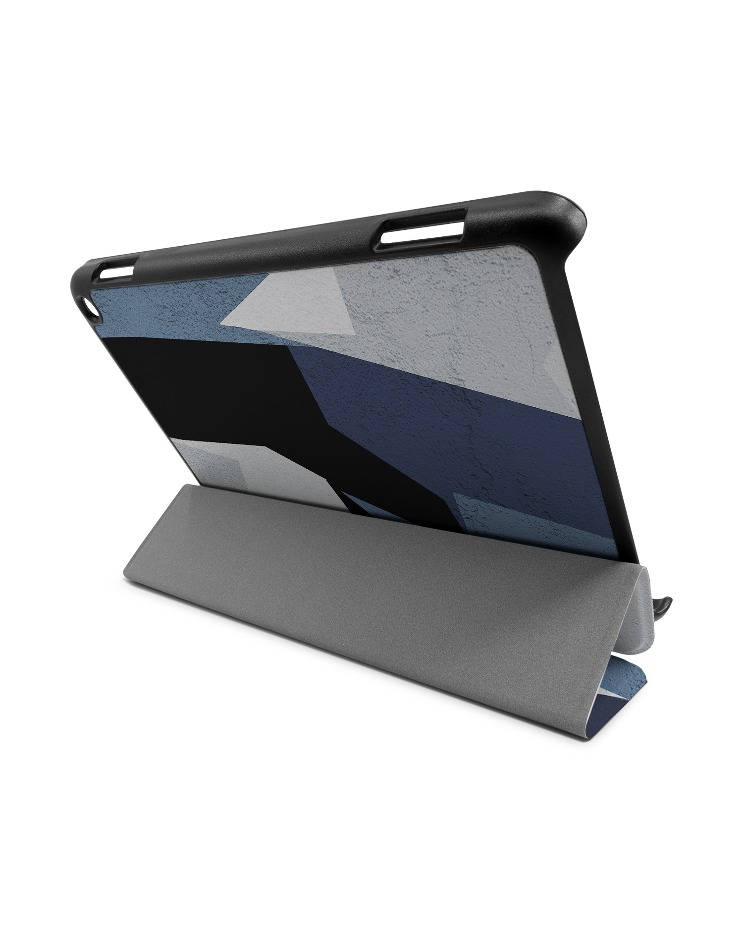 Geometric Camo Blue Tablet Smart Case für Amazon Fire HD 8 (2022), Amazon Fire HD 8 Plus (2022), Amazon Fire HD 8 (2020), Amazon Fire HD 8 Plus (2020): Aufgestellt im Querformat