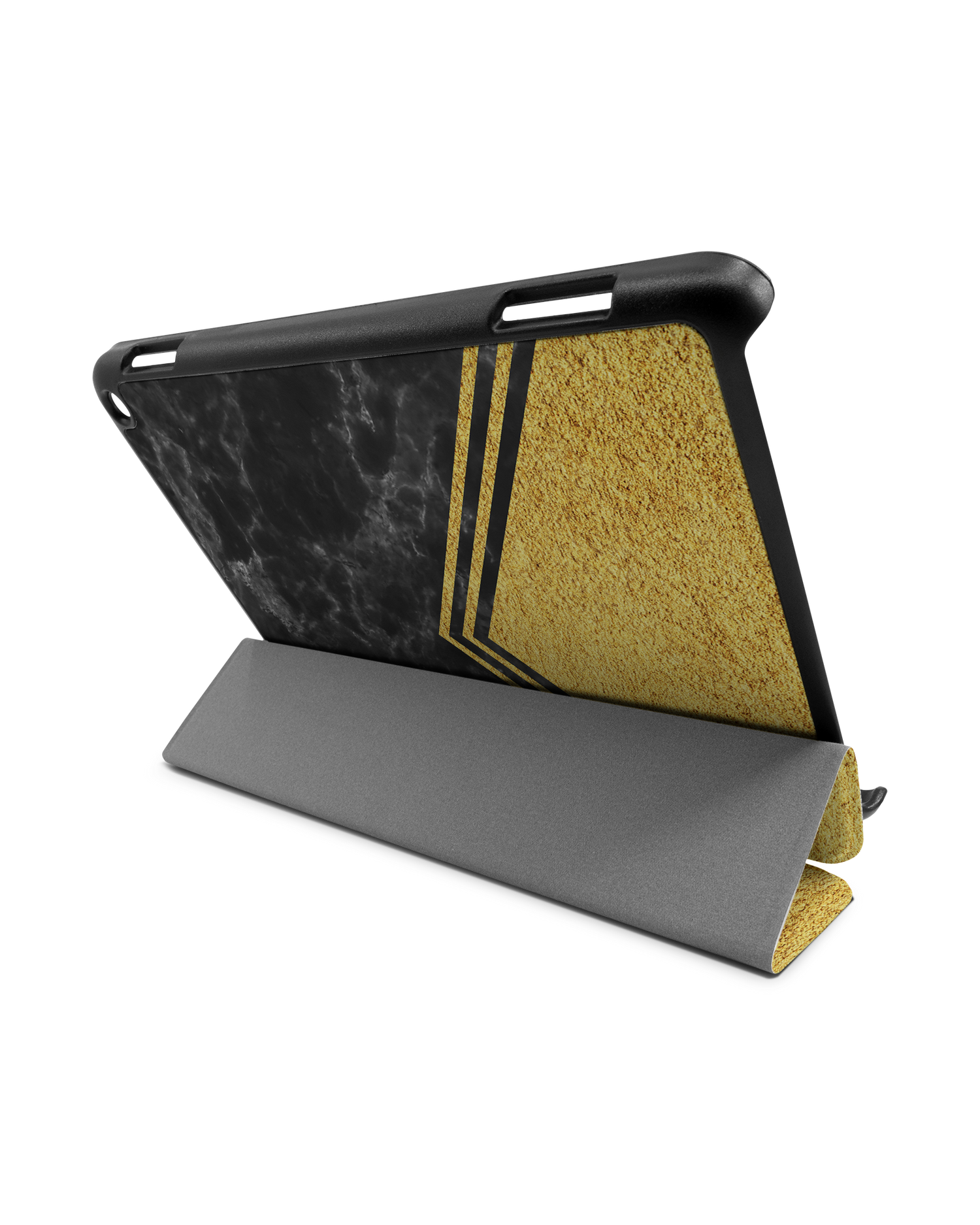 Gold Marble Tablet Smart Case für Amazon Fire HD 8 (2022), Amazon Fire HD 8 Plus (2022), Amazon Fire HD 8 (2020), Amazon Fire HD 8 Plus (2020): Aufgestellt im Querformat