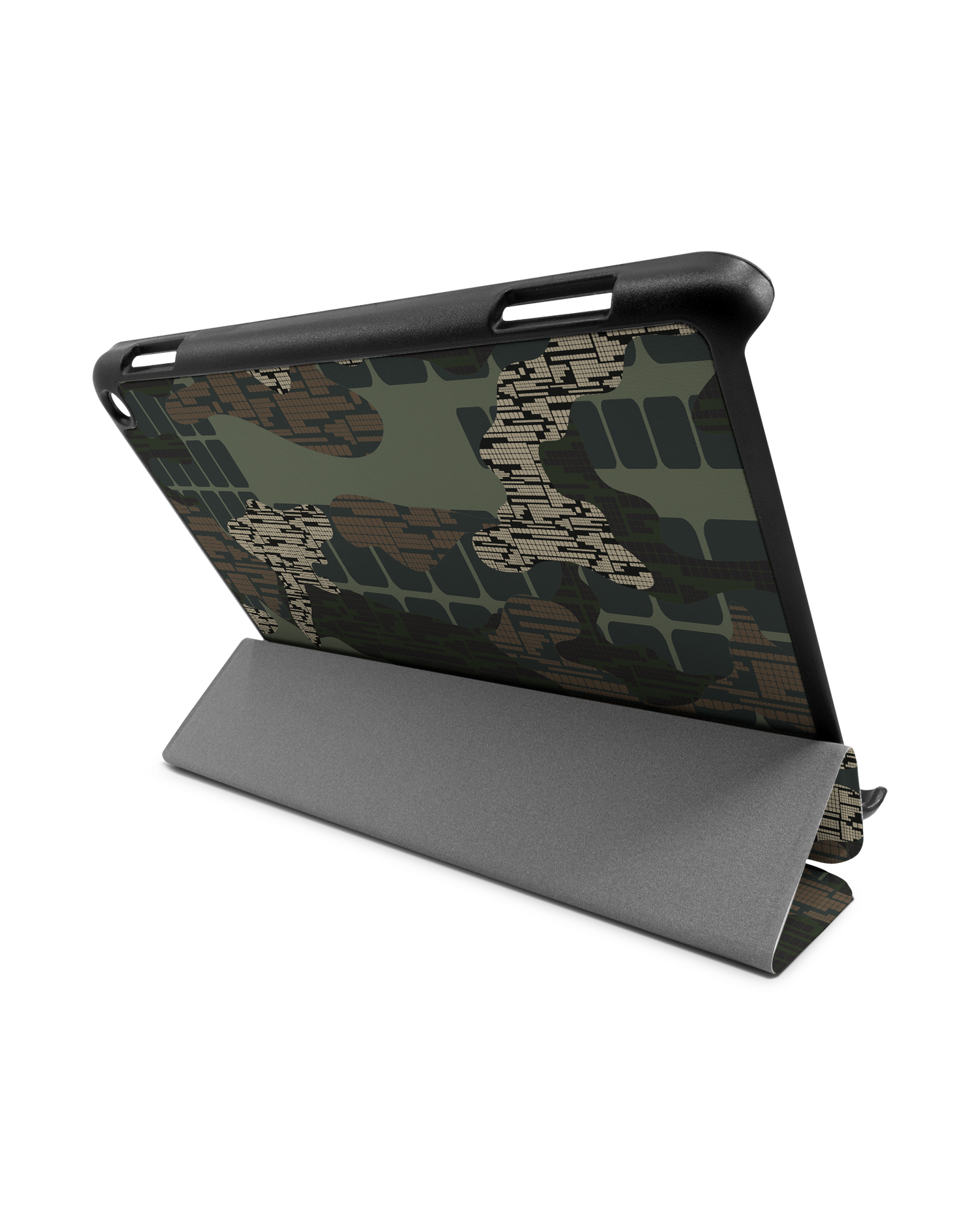 Green Camo Mix Tablet Smart Case für Amazon Fire HD 8 (2022), Amazon Fire HD 8 Plus (2022), Amazon Fire HD 8 (2020), Amazon Fire HD 8 Plus (2020): Aufgestellt im Querformat
