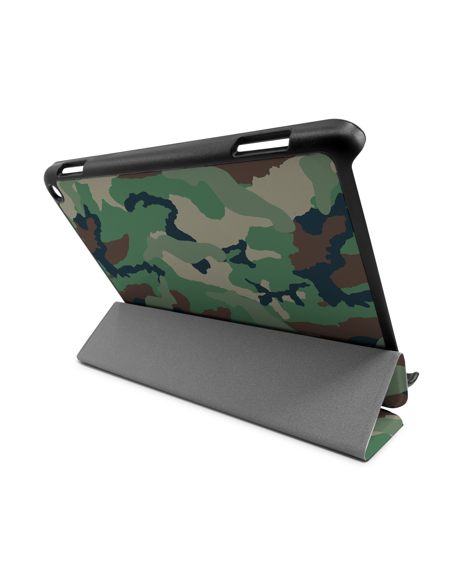 Green and Brown Camo Tablet Smart Case für Amazon Fire HD 8 (2022), Amazon Fire HD 8 Plus (2022), Amazon Fire HD 8 (2020), Amazon Fire HD 8 Plus (2020): Aufgestellt im Querformat