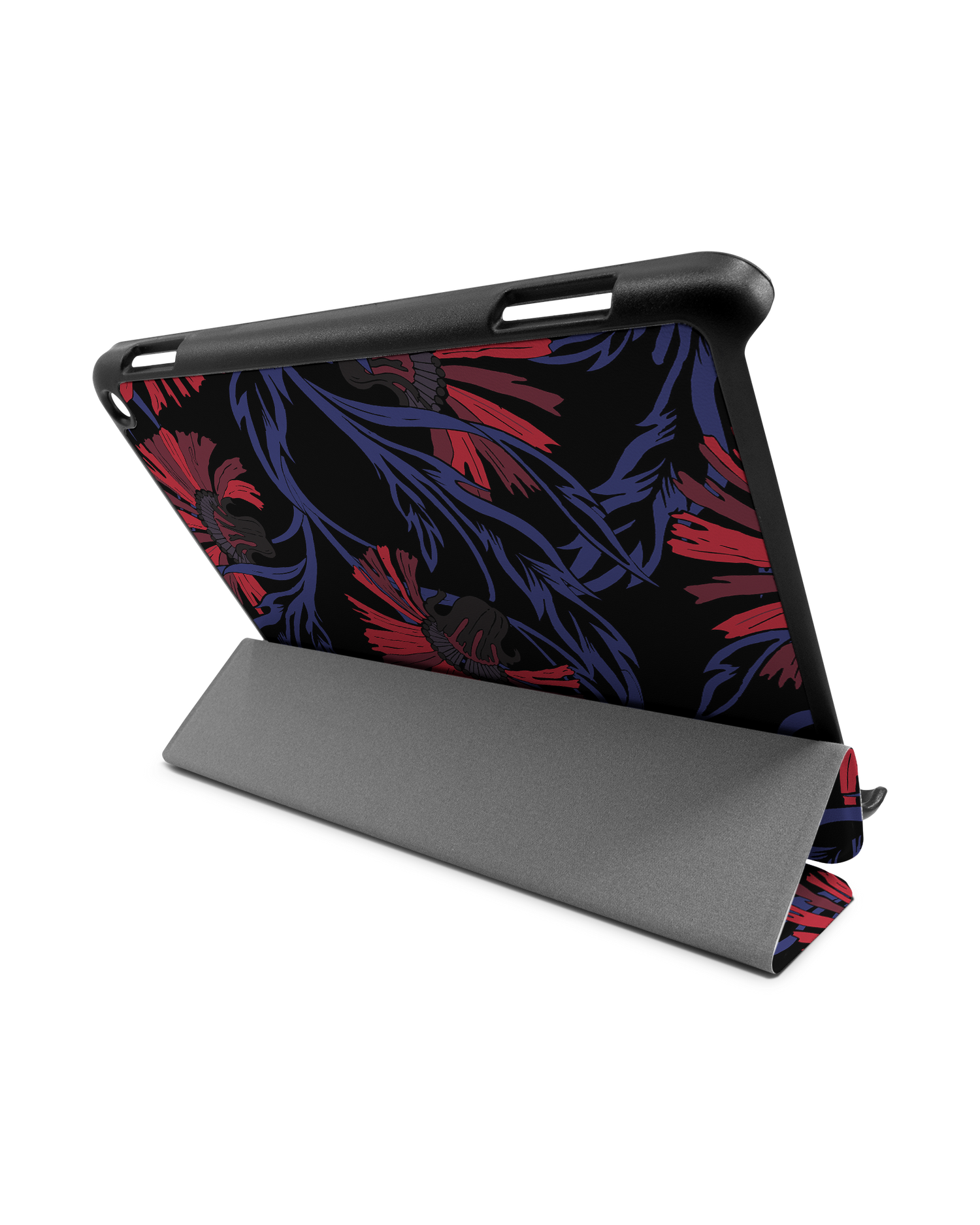 Midnight Floral Tablet Smart Case für Amazon Fire HD 8 (2022), Amazon Fire HD 8 Plus (2022), Amazon Fire HD 8 (2020), Amazon Fire HD 8 Plus (2020): Aufgestellt im Querformat