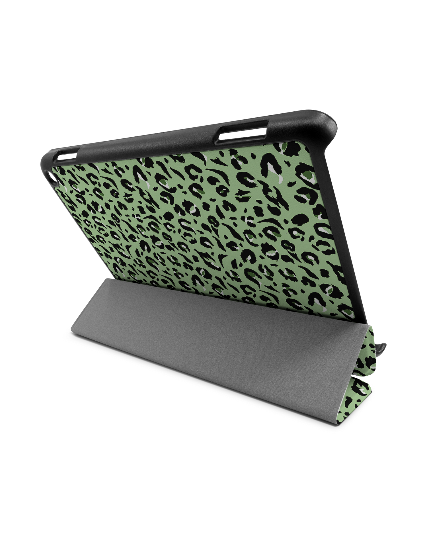 Mint Leopard Tablet Smart Case für Amazon Fire HD 8 (2022), Amazon Fire HD 8 Plus (2022), Amazon Fire HD 8 (2020), Amazon Fire HD 8 Plus (2020): Aufgestellt im Querformat